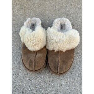 UGG Cozy II Slipper Kids Suede Upper Chestnut Faux Fur Lining Size 1